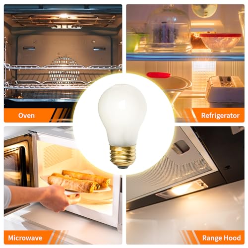 Belleone 8009 2 Pack 40W Refrigerator & Oven Light Bulbs, E26 120V, Yellow Warm Light