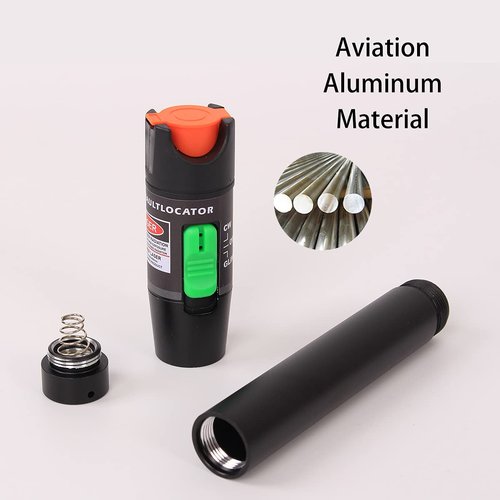 Fiber Visual Fault Locator 30mW 30KM, VFL Fiber Optic Cable Tester Meter, Red Light Pen Tester Adapt LC/FC/SC/ST Interface, Fiber Network Cable Test Kit Fiber Light Source Testers(Aluminum)