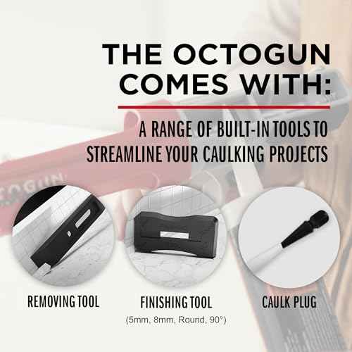 Newborn Octogun 930-GTD Drip-Free Caulking Gun - Gator Trigger Grip | Fits 1/10 Gallon Cartridge |10:1 Thrust Ratio | Smooth Hex Rod Cradle with Built-in Smoother Tool | Scraper & Plug Included