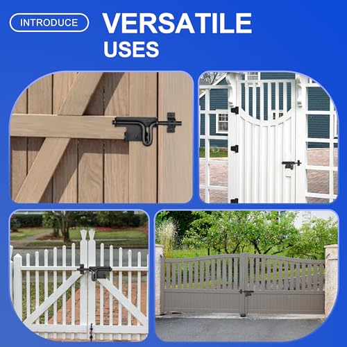 1 Pack Heavy Duty Slide Bolt Gate Latch, Bi-Directional Fence Lock, Rust-Resistant Steel