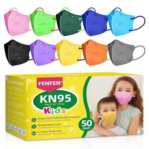 Kids KN95 Face Mask Disposable - 50 Pack KN95 Kid Masks Children Small Size Kids Breathable KN95 Mask Mascaras KN95 Para Ni?os