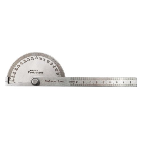 LYFJXX Stainless Steel Angle Protractor, 0-180 Degrees, 10 cm Woodworking Ruler, Angle Measure Tool