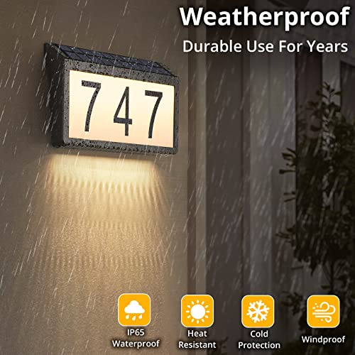 MAXvolador Solar Address Sign with 3 Light Modes - Waterproof House Number Plaque (Variation 1)