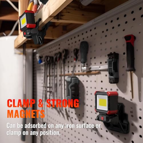 Easymaxx Rechargeable Clip Light 2 Pack - 2100LM LED Work Lights with Magnetic Base
