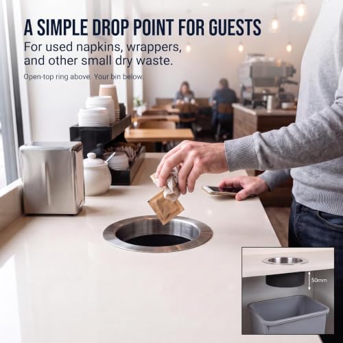 Alonsoo 6.38 in Round Countertop Trash Chute Grommet - Noise-Reducing, 304 Stainless