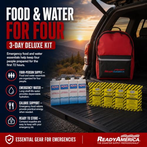 Ready America 4-Person Deluxe 72-Hour Emergency Kit Backpack