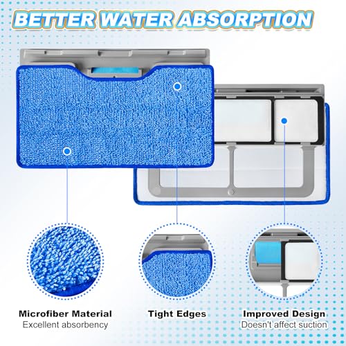 KeePow Reusable Mop Pads Refills for Shark VACMOP VM252 VM200 - 4+2+1 Pack (Blue)