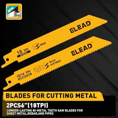 10-Piece Bi-Metal Reciprocating Saw Blade Set, Premium 6 & 8 Inch Wood & Metal Cutting Saw Blades with Storage Box