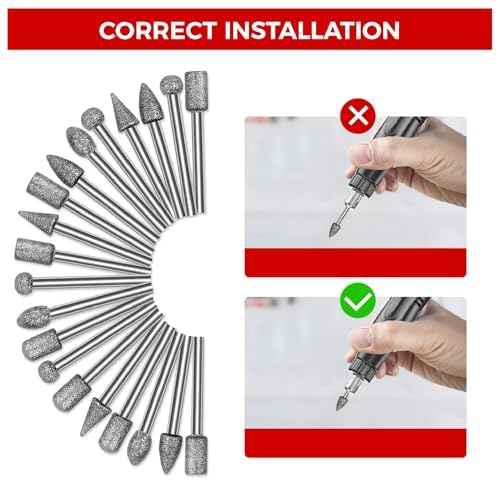 20PCS 120 Grit Diamond Grinding Bits, 1/8 Inch Shank for Dremel Rotary Tool, Engraving Carving Polishing Accessories for Stone Glass Ceramic Steel, Include Tool Bag & Storage Case