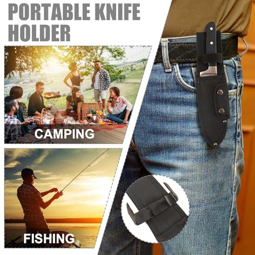 Knife Sheath for Fixed Blade Knives: Oxford Cloth Universal Fillet Knife Sheath for Belt,Knife Protector Sleeve Camping Knives Sleeves Case Edge Guards Blade Protectors (Black, 5.5 * 2 Inch)