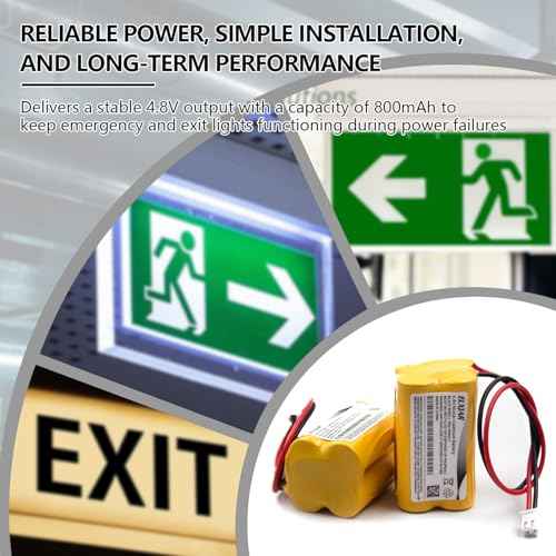 (2-Pack) 4.8V 800mAh BL93NC487 Ni-CD Battery Replacement for Emergi-Lite BL93NC487, Exit Light Co BAA-48R BAA48R, Interstate NIC0186, Dantona Custom-43 Custom43, OSI OSA-126 OSA126 BL93NC484 BL93NC485