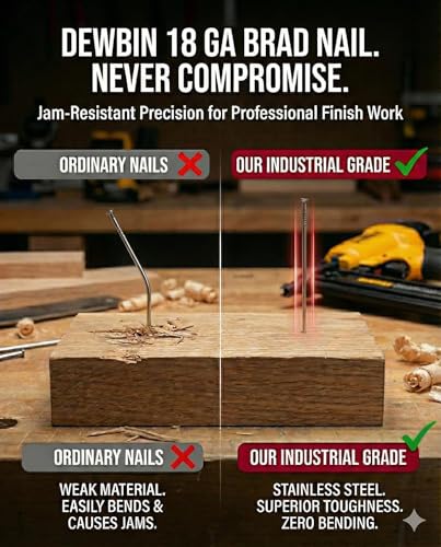 DEWBIN 1-Inch 18 Gauge Stainless Steel Brad Nails - 3000 Count, Rustproof, for Finish Nailer