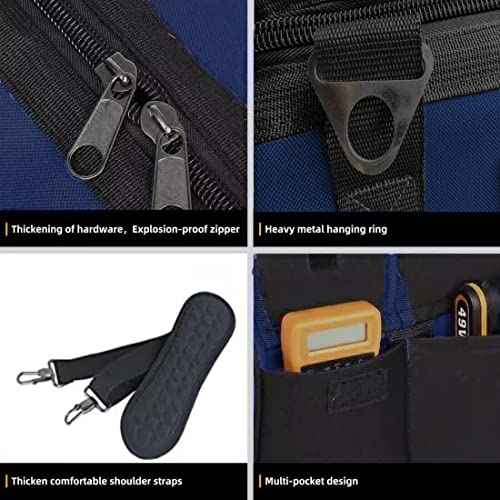 FASTECH 22in Heavy Duty Bottom Tools Bag With Wide Mouth For Tool Storage, Carrier and Organizer, Tote Bag for Men/Women, Wide Mouth Tool Bags With Inside Pockets (22 Inch)