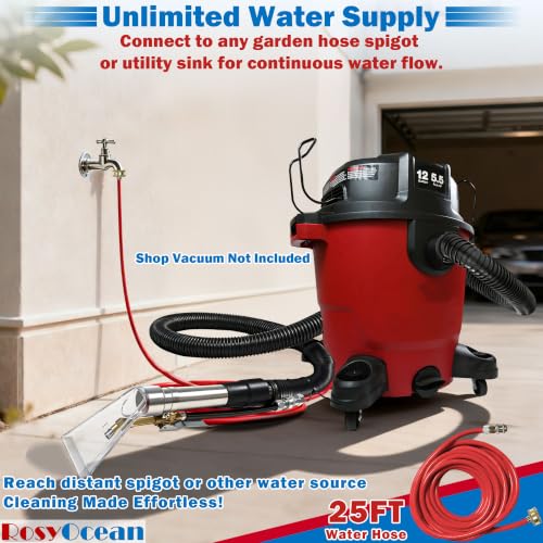 RosyOcean Shop Vac Extractor Tool with Spray Nozzle & Water Hose - Carpet & Upholstery Cleaning Attachment