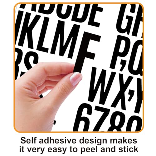 Wavamawa 2-Inch Black Letter Stickers - Waterproof Vinyl Alphabet & Number Decals, Mailbox & Signage
