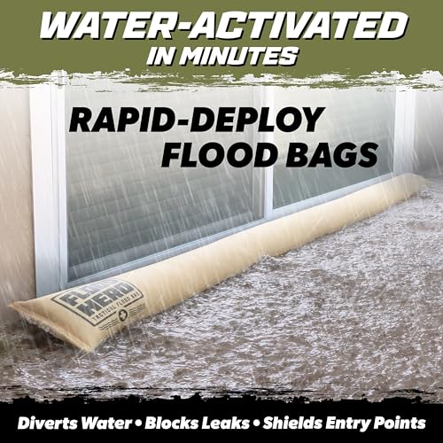 Flood Hero 6 ft Water-Activated Sandless Flood Barriers - 2 Pack for Home Flood Prevention