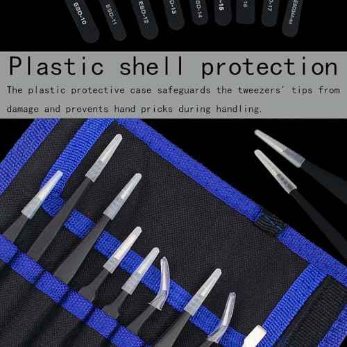 10-in-1 Anti-static Precision Tweezers Set - Professional-grade Tools for Electronics Repair, Crafts, Eyelash Extensions & More Fine Work