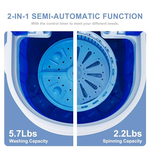 Portable Washing Machine with Spin Dryer - 5.7 lbs Capacity, Compact Laundry for Apartments & Travel