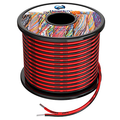 Haerkn 18AWG Silicone Electrical Wire Cables 2 Cores 30ft Spool - Flexible, High-Temperature Resistance
