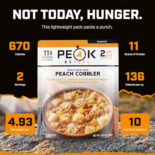 Peak Refuel Peach Cobbler Freeze-Dried Camping Dessert - 1 Pack, 2 Servings