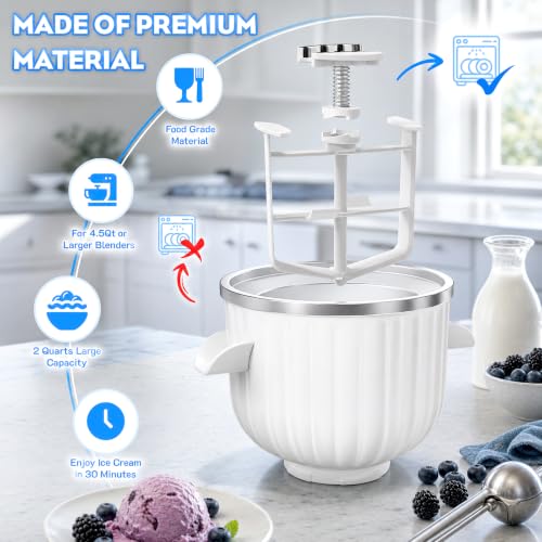 GVODE Ice Cream Maker Attachment for KitchenAid Stand Mixers - Stripes