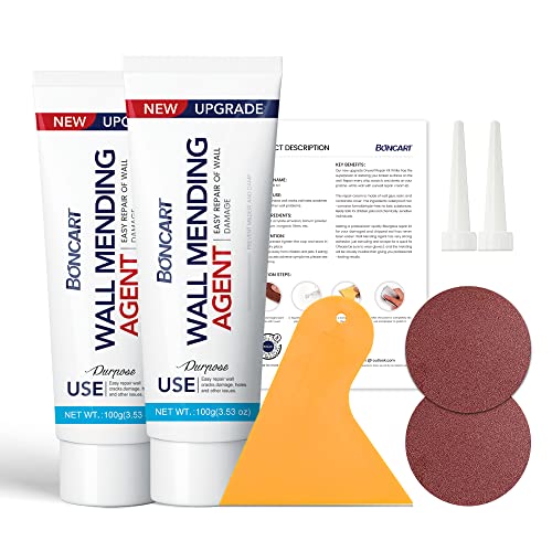 Boncart 2-Pack Drywall Repair Kit with Spackle, Tools & Sandpaper - Wall Fix