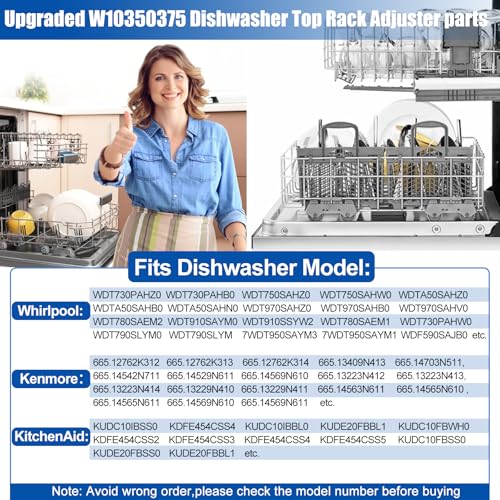 Upgraded W10350375 W10712395 Dishwasher Top Rack Adjuster Parts Kit, 11 Pack