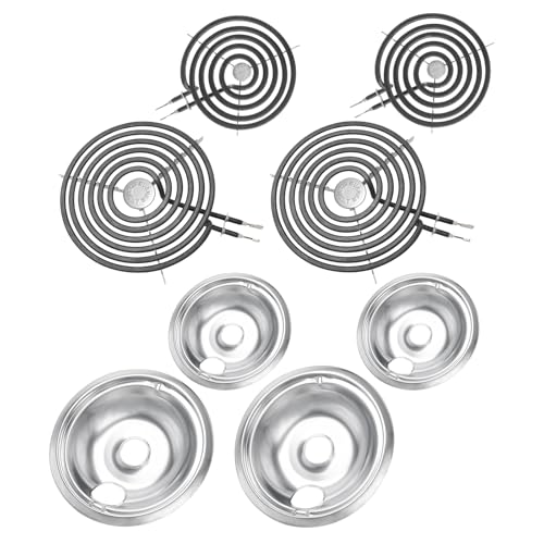 COZZIVITA GE Drip Pans & Stove Burner Element Set for WB30M1/WB30M2 – Includes 6" & 8" Pans, MP15YA/MP21YA