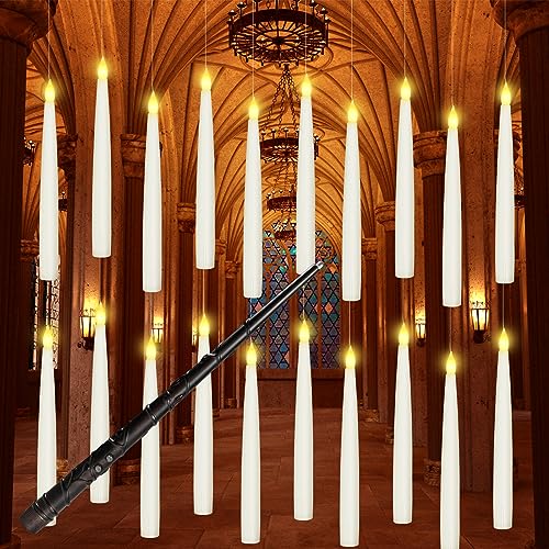 Boribim 20PCS Flameless Floating Candles with Wand Remote for Halloween Decor