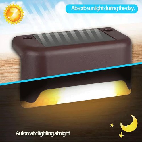 Solar Deck Lights Outdoor 4 Pack - Solar Step Lights, Waterproof Led for Yard, Patio & Stairs (Warm White)