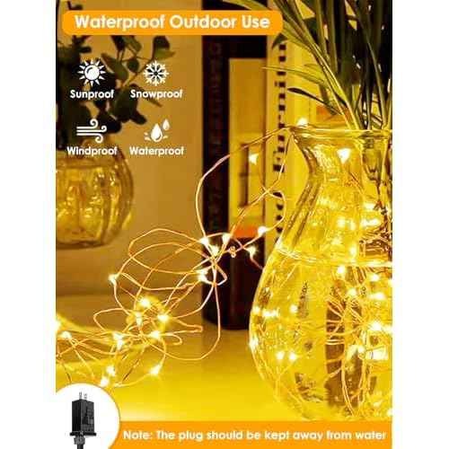 66Ft 200 LED Fairy Lights Plug in, Waterproof String Lights Outdoor & Indoor 8 Modes Christmas Light Bedroom Decor, Timer Twinkle Lights for Girl's Room Garden Party Christmas Decorations (Warm White)