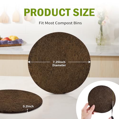 ENLOY 7.25-Inch Biodegradable Natural Filter for Kitchen Compost Bin 12 Pack (Biodegradable)