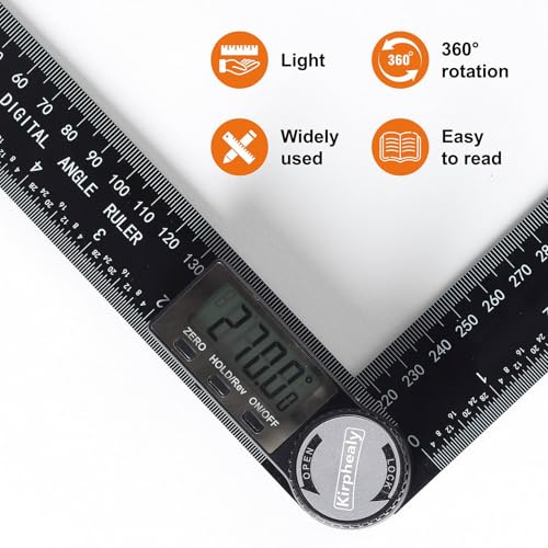Digital Angle Finder Protractor, 7-Inch/200 mm ABS Ruler - Enhanced ABS