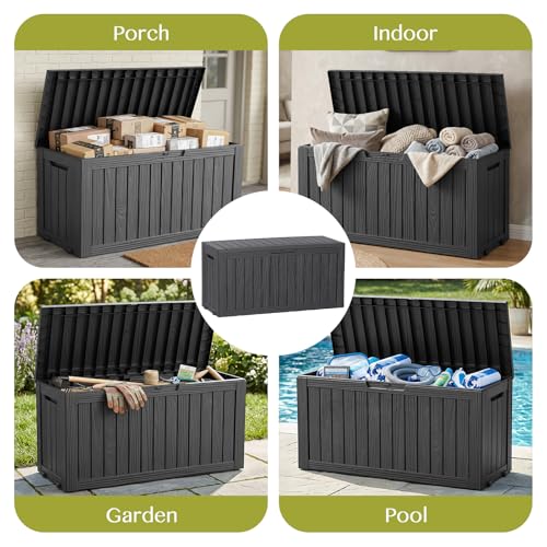 Vixzen Lockable Outdoor Storage Box 130 Gallon Capacity - Black