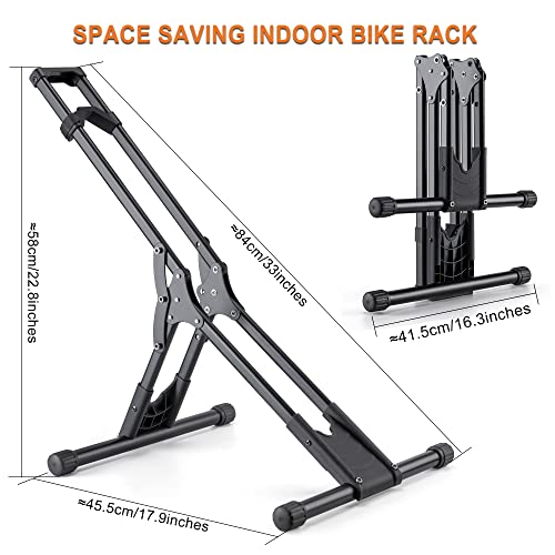 CHEPARK Indoor Bike Floor Stand Rack - Adjustable Bicycle Storage for 20-29 Inch Mountain & Road Bikes - 1 Bike