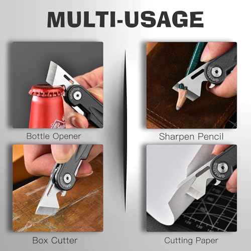 Multitool Pocket Knife Gifts for Men Dad, Stocking Stuffers for Men, EDC Folding Knives, Small Multitool with Bottle Opener Mini Keychain Tool, Camping, Hiking, Fishing Everyday Carry (Black)