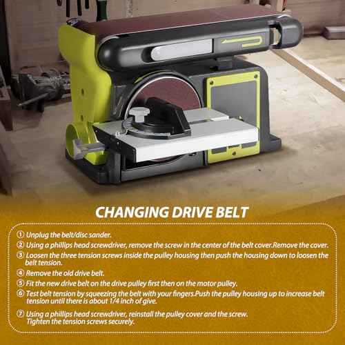 HASMX Cog Drive Belt Replacement Drive Belt for Disc Sander Ryobi Models BD4601, BD4600, BD4601G Replaces Part Number BD46075 (2-Pack)