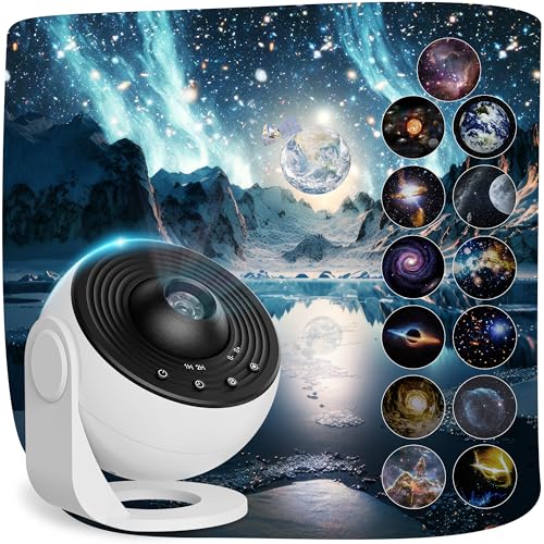 Fussion White Galaxy Projector Night Light 13-in-1 Star & Planetarium for Bedroom