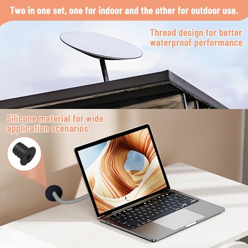 USEAMIE 3/4 Inch Cable Grommet Routing Kit for Starlink Cables, Waterproof Silicone Wall Pass, 2 Pcs