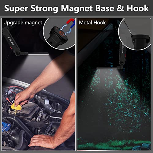 Black Portable Rechargeable Work Light 4 Pack with Magnetic Base & 360° Rotation
