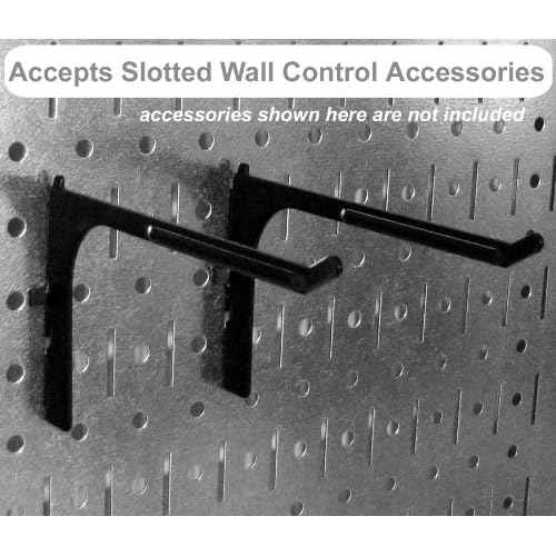 Wall Control Pegboard 16in x 32in Horizontal Black Metal Pegboard Tool Board Panel