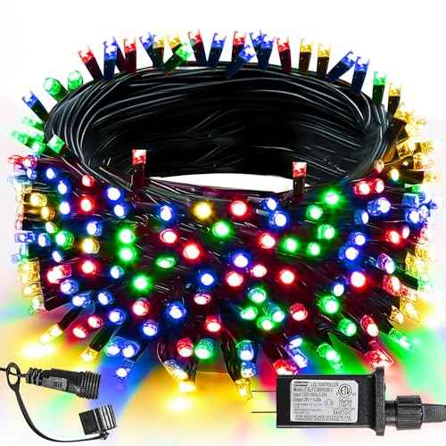 TW SHINE Christmas Lights, 200 LED 66FT Outdoor Christmas Lights Plug in with 8 Modes, Waterproof Light Outdoor, Indoor Xmas Decorations for Party Yard House Decor, Multi-Colored