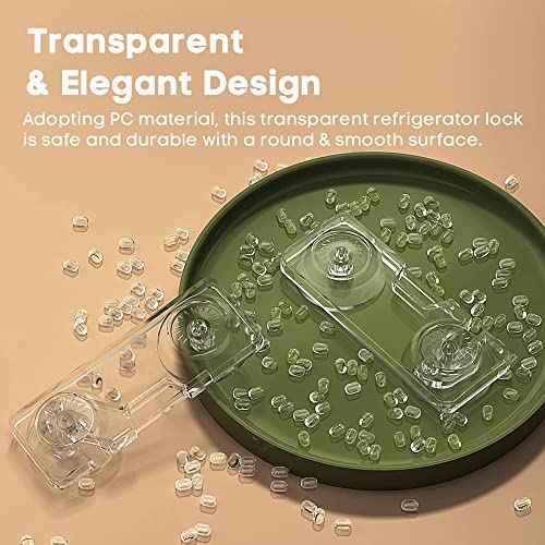 EUDEMON 2 Pack Childproof Refrigerator Lock, Baby Safety French Fridge Door Lock, Freezer Lock, Invisible Cabinet Cupboard Lock for Toddlers, Easy to Install, no Tools Need or Drill (Transparent)