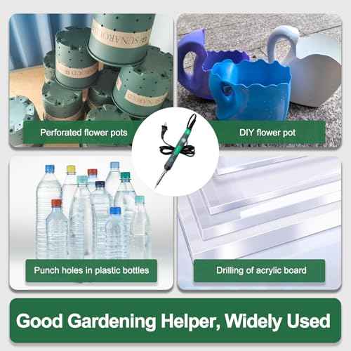 Plant Pot Perforator & Electric Hot Knife,Plastic Flowerpots Drilling,2-in-1 Soldering Iron for DIY Plant Pot Drainage Hole, Flowerpot Cutting,With 7 Drill Bits,Planting Tools with Temperature Control