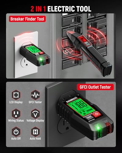 KAIWEETS Circuit Breaker Finder with LCD Display and GFCI Outlet Tester