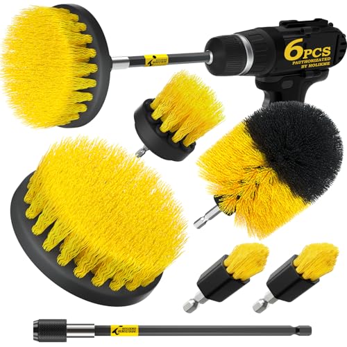 Yellow Holikme 6-Piece Drill Brush Set - Soft Bristle Power Scrubber for Home & Auto Cleaning