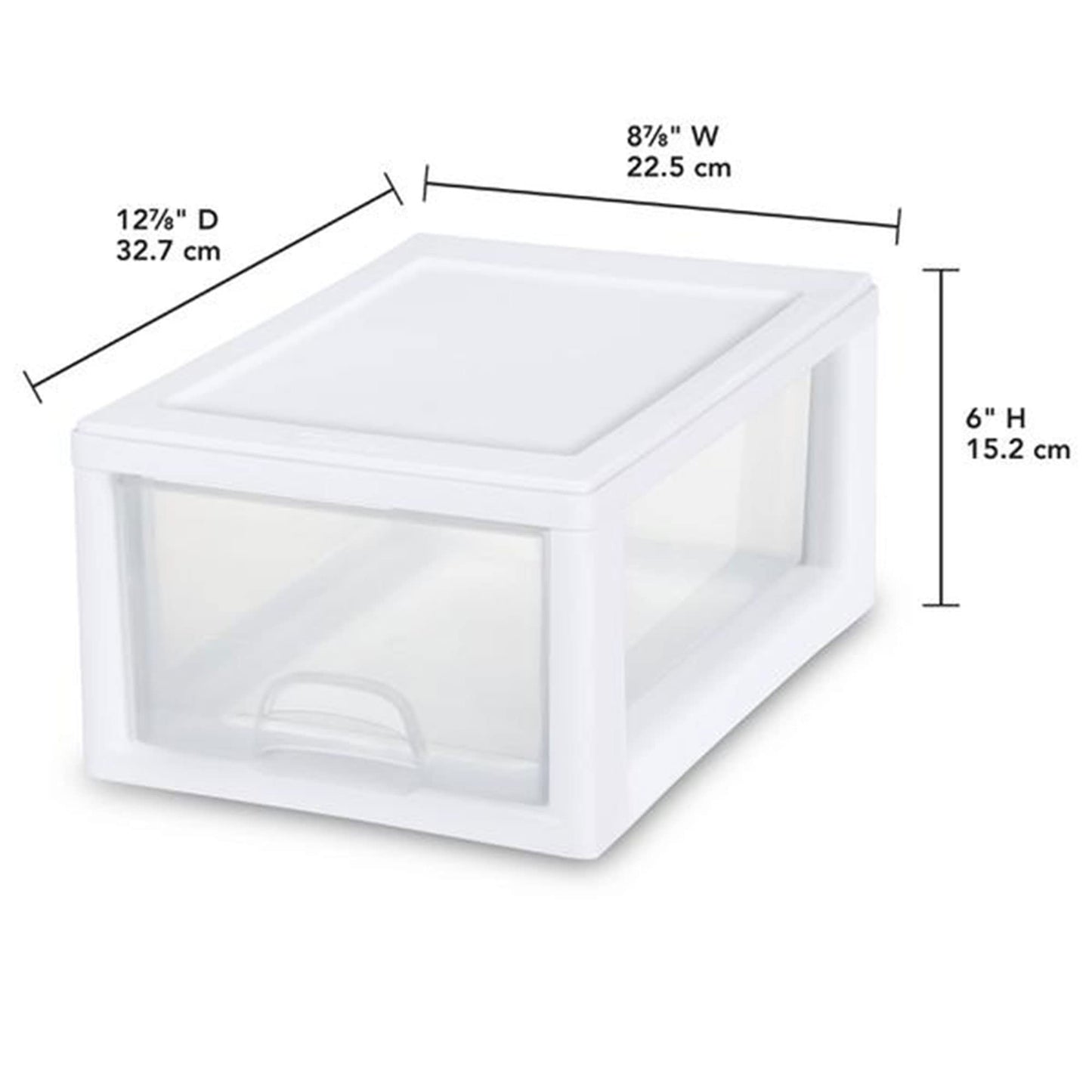 Sterilite 6-Pack Stacking Drawer, Clear Storage Closet Organizer, 6 Quart, White Frame - Stackable Plastic Drawers and Containers for Bedroom, Clothes, Dresser, Vanity, and Makeup Organization