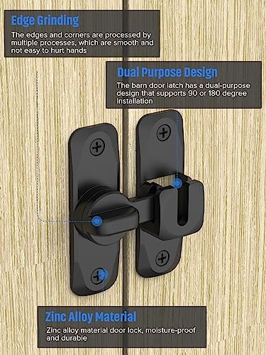 MeBantoo Black 1PC 90/180 Degree Barn Door Lock Privacy Security Latch