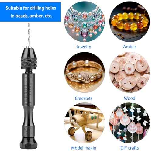 36 Pieces Hand Drill Set, Pin Vise Hand Drill with 10PCS PCB Mini Drill Bits and 25PCS Micro Twist Drill Bits, Jewelry Drilling Tool for Resin Polymer Clay, DIY Craft