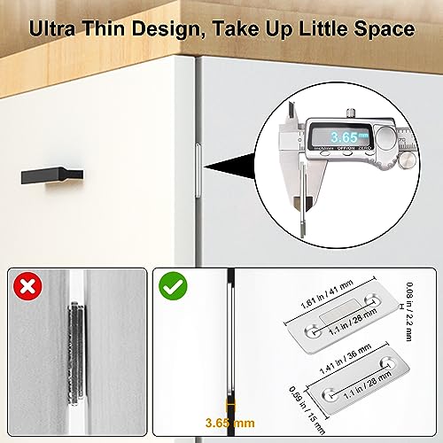 Jiayi 4 Pack Ultra Thin Magnetic Cabinet Catch Silver Heavy Duty Drawer Latch